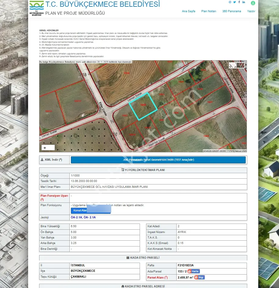 B.çekmece Çakmaklı 'da Satılık Göl Manz Villa İmarlı 226 M2 Arsa - Görsel 5