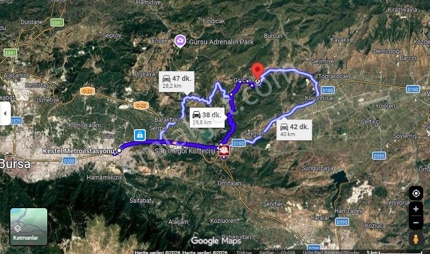 Bursa Kestel Gölcük'te Tek Tapu 2.236-2.305 M2 Satılık Tarlalar