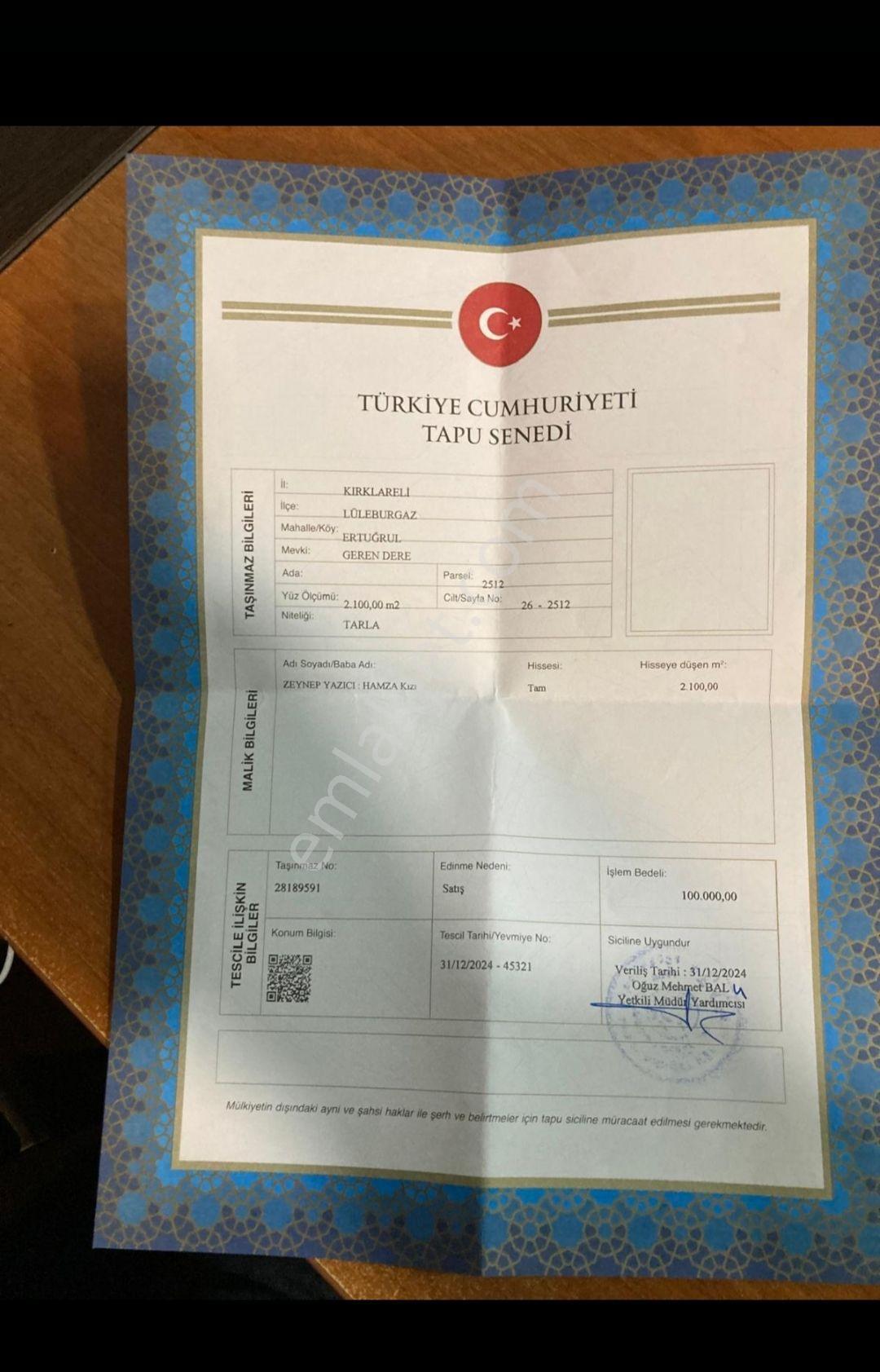 Kırklareli Satılık Tarla
