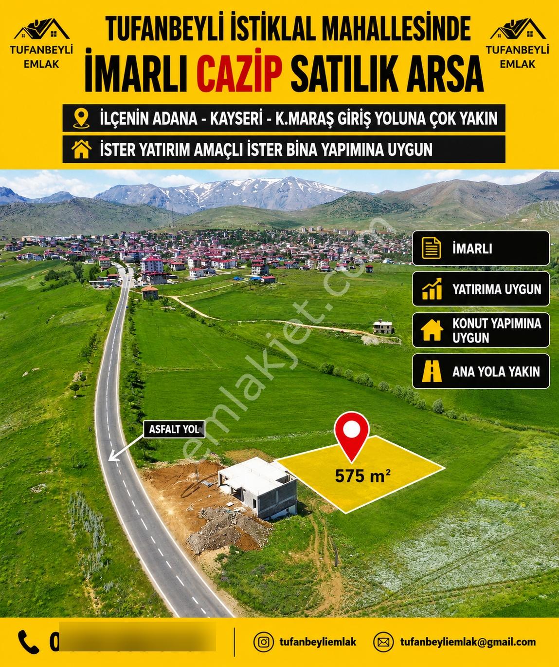 Tufanbeyli İstiklal Mahallesinde Cazip Satılık Arsa