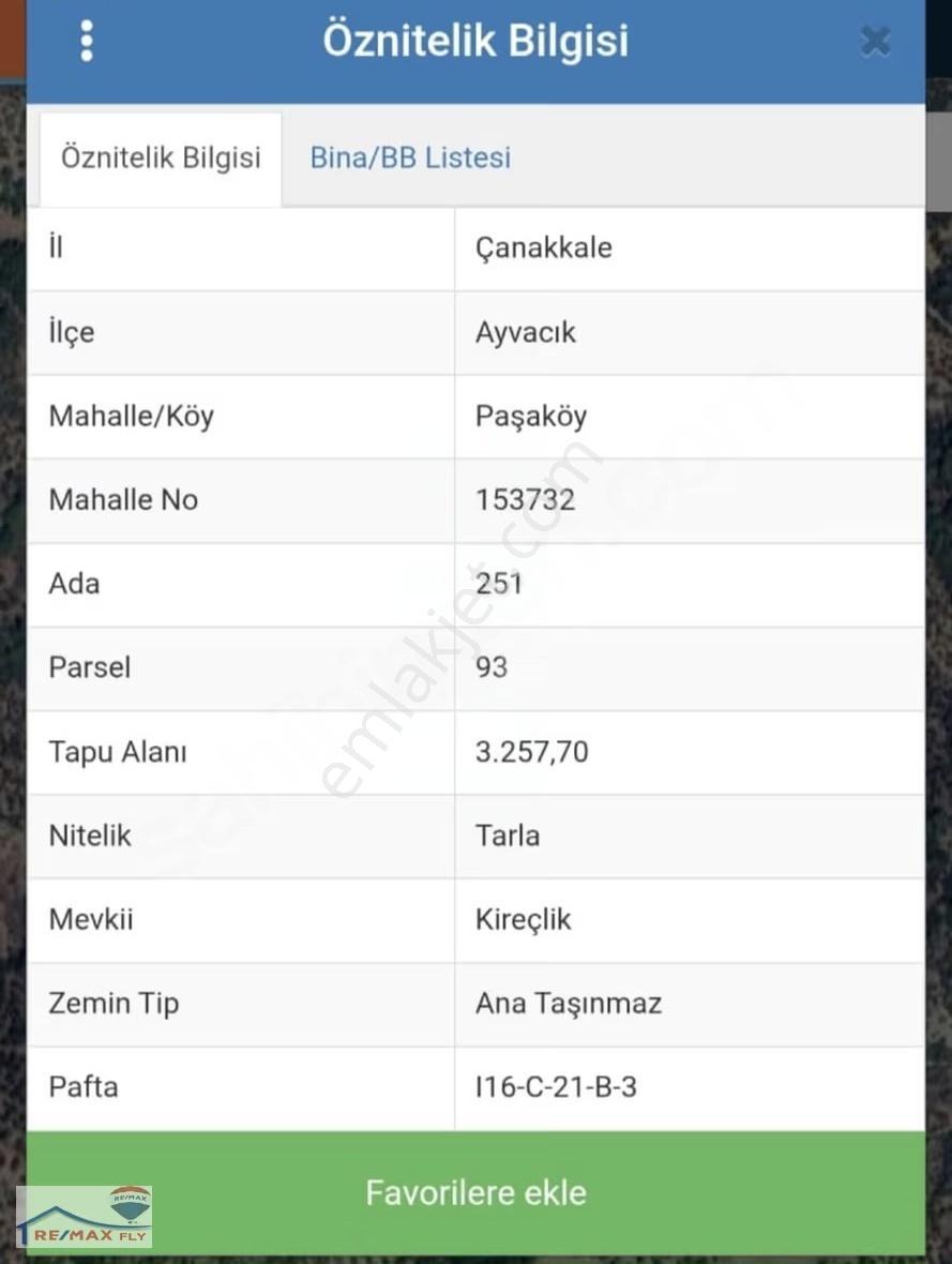 Çanakkale Ayvacık Paşaköyde Satılık Arsa