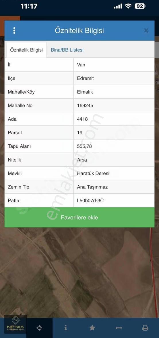 Edremit Elmalık Mahallesinde 555m² Fırsat Arsa