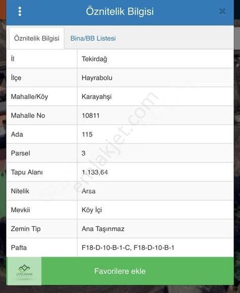 Utku Emlak T.dağ Hayrabolu Karayahşi Köyü Tek Tapu 1133m2 Arsa