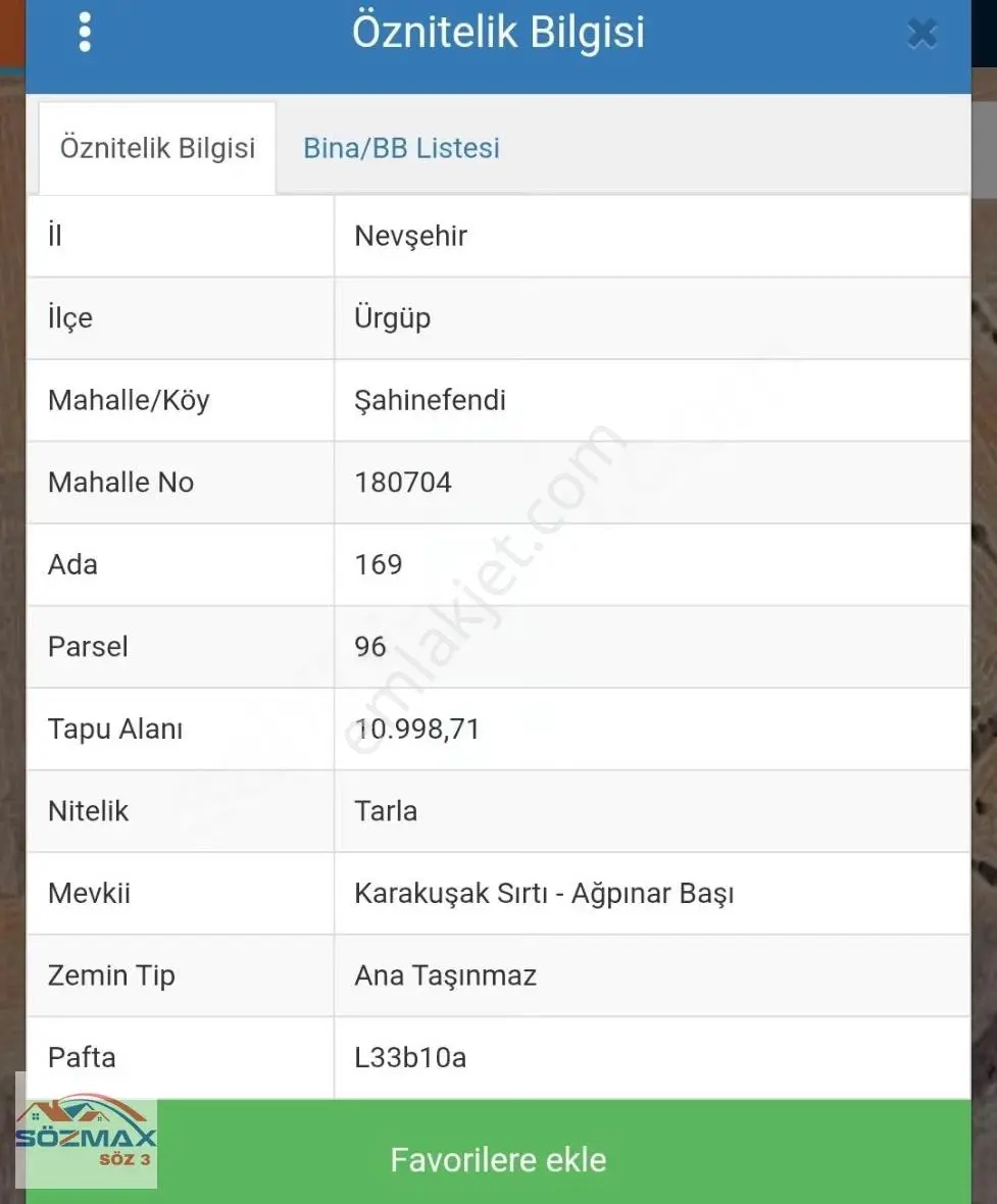Ürgüp Şahinefendi Karakuşak Sırtı Mevkii Satılık 11.000m2 Tarla - Görsel 2
