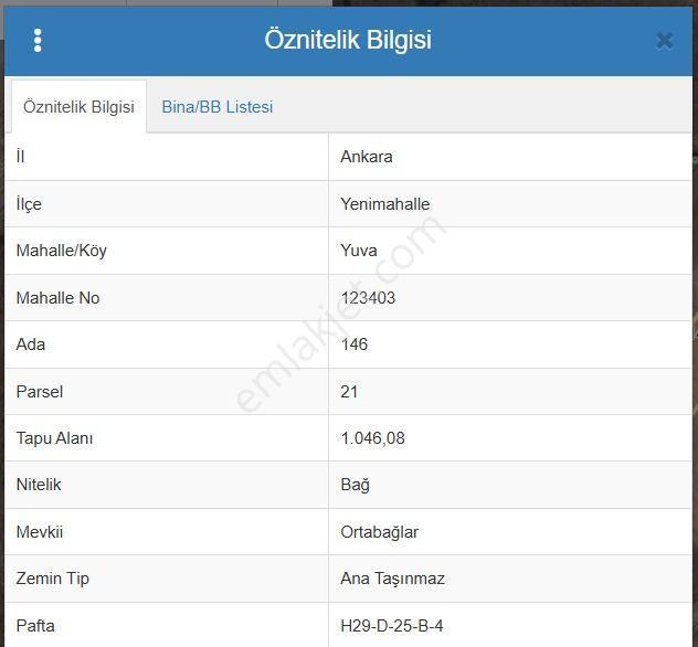 Yenimahalle Yuva Köy'de 523 M² Hisseli Tarla