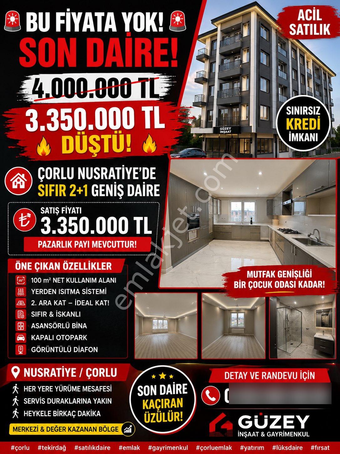 Nusratye Mah.de Acil Satılık Sıfır 2+1 Daire