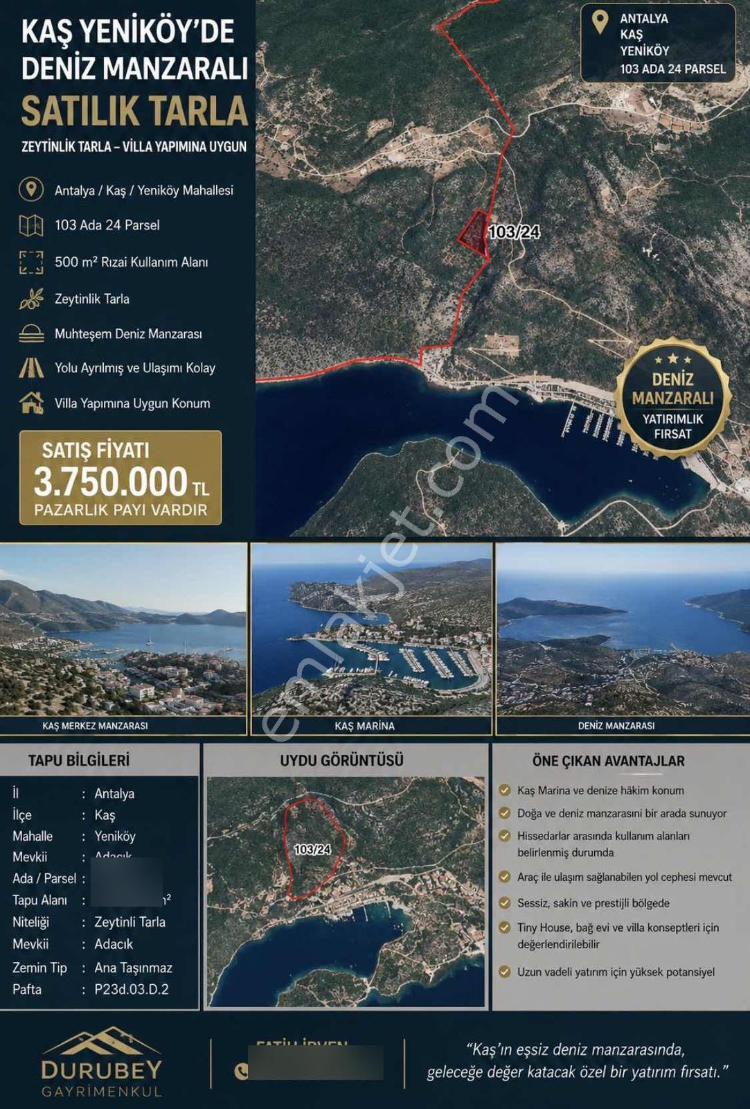 Antalya Kaş Ta Rızai Taksim Mi Yapılmış 500 Metre² Tarla - Görsel 6