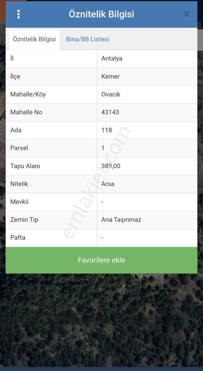 Satılık İmarlı Arsa Antalya Kemer Ovacık - Görsel 4