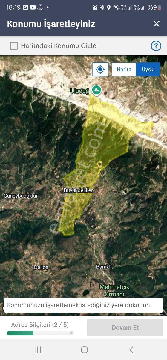 Uludağ Ve Köyün Dibi B.deliler Güzel Konumlu Arazi - Görsel 4