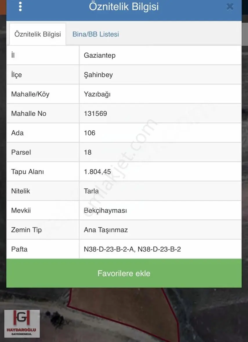 Yazıbağı'nda Satılık Tarla