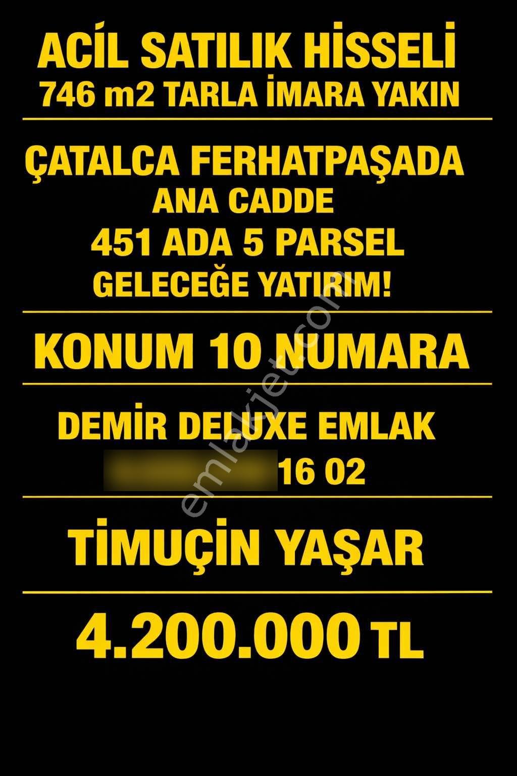 Kupon Yatırım____çatalca Ferhatpaşa 746 M² Satılık Tarla________
