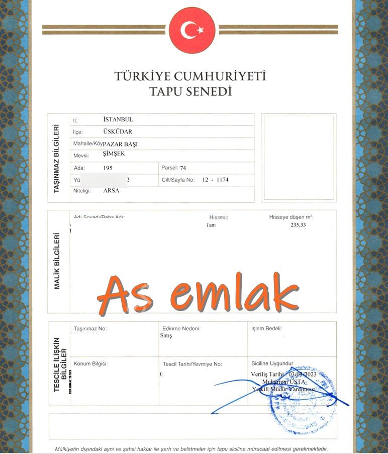 As Emlaktan Valide-i Atik’te Mahallesinde 5 Kat İmarlı Arsa