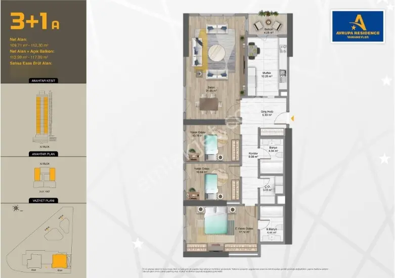 Avrupa Konutları Residence Yamanevler Vatandaşlık Uygun 3+1
