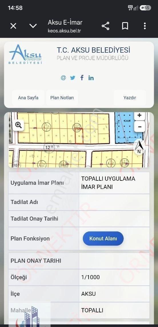 Antalya Aksu Kelepir Villa Arsası