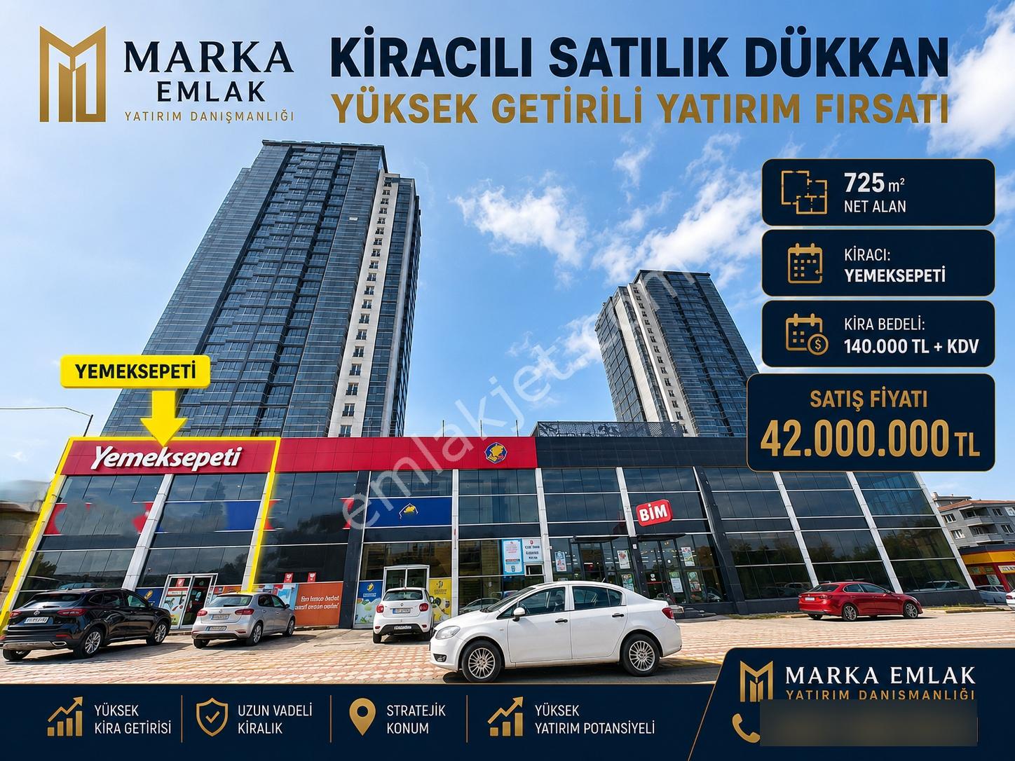 Eryaman'da Kurumsal Firma Kiracıl Satılık 725 M2 Satılık Dükkan / Marka