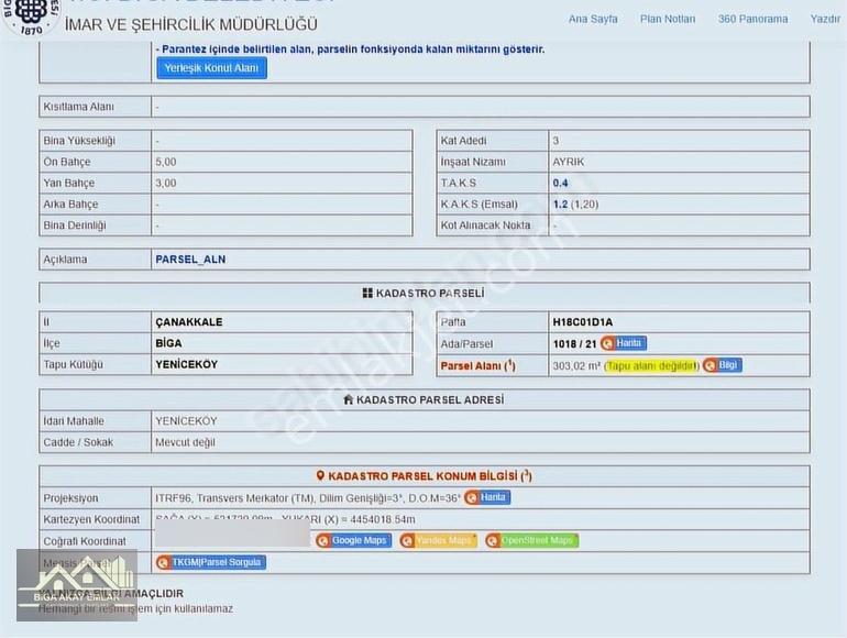 Çanakkale Biga Merkez Yeniceköy Mah. 302m2 İmarlı Satılık Arsa - Görsel 4