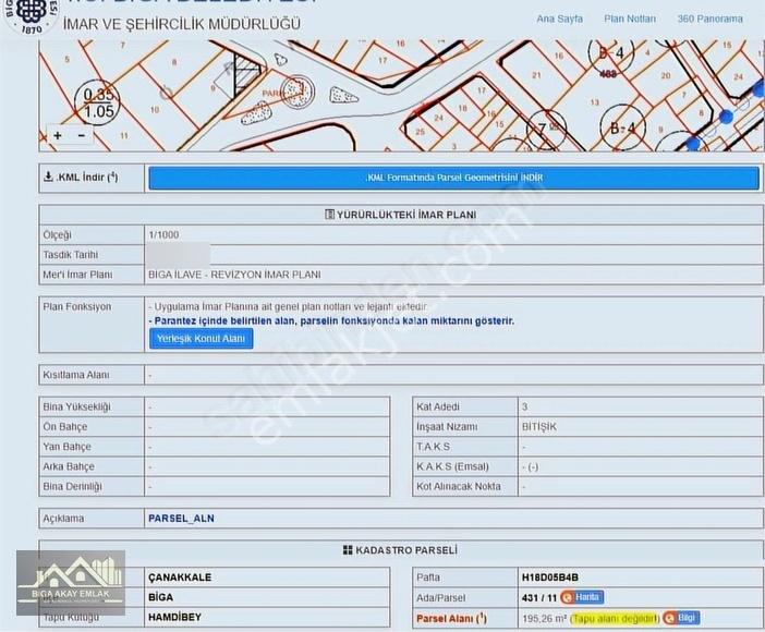 Çanakkale Biga Merkez 195m2 Bitişik Nizam İmarlı Satılık Arsa - Görsel 11