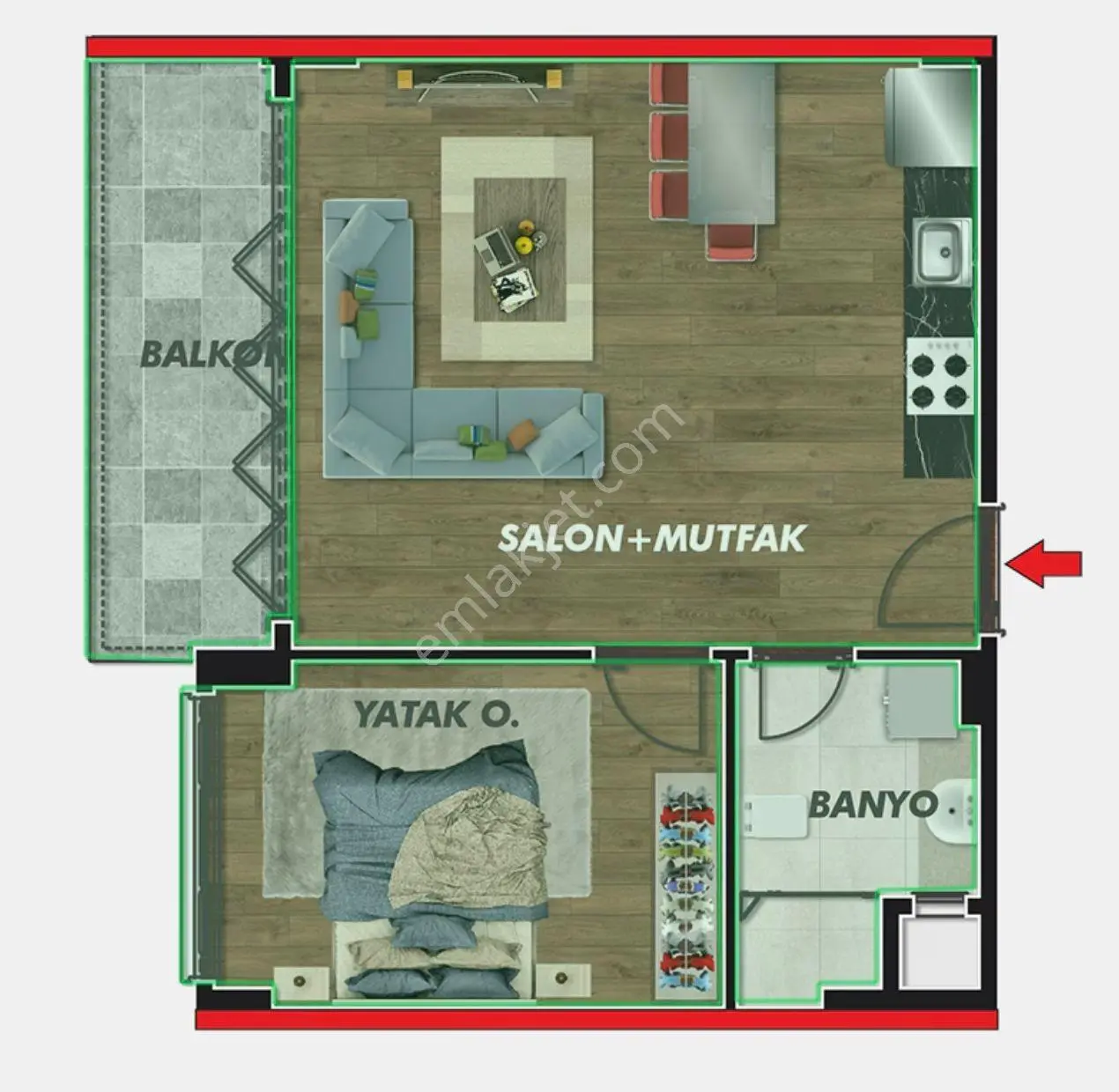 Century21'den Şehrin Yükselen Değeri 1+1 Satılık Daire! - Görsel 3