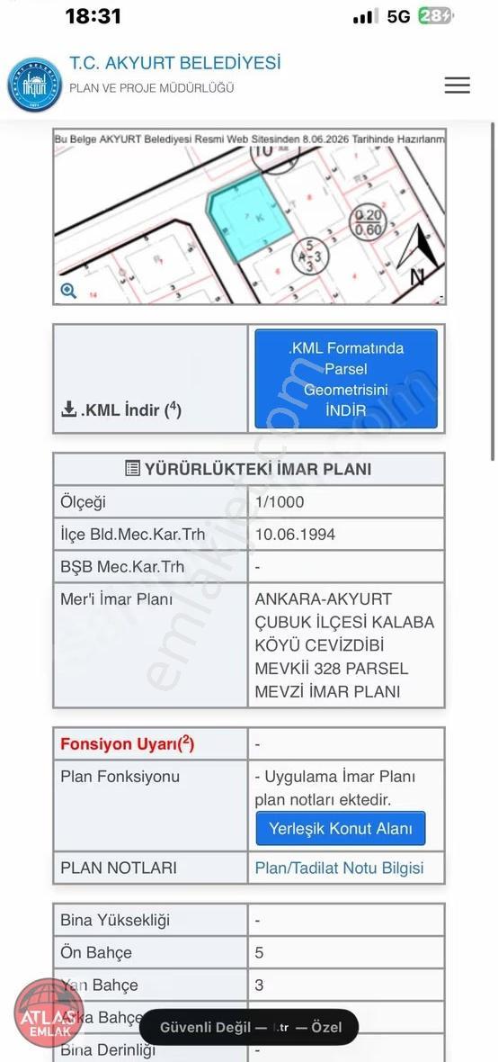 Atlas'tan Tektapu İmarlı 507m2 Elektrik Su Doğalgaz Altyapısı