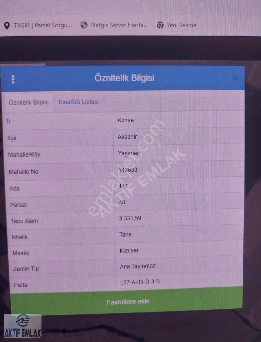 Aktif Emlak'tan Konya Akşehir Yaşarlarda 3330 M2 Tarla Satılık - Görsel 3