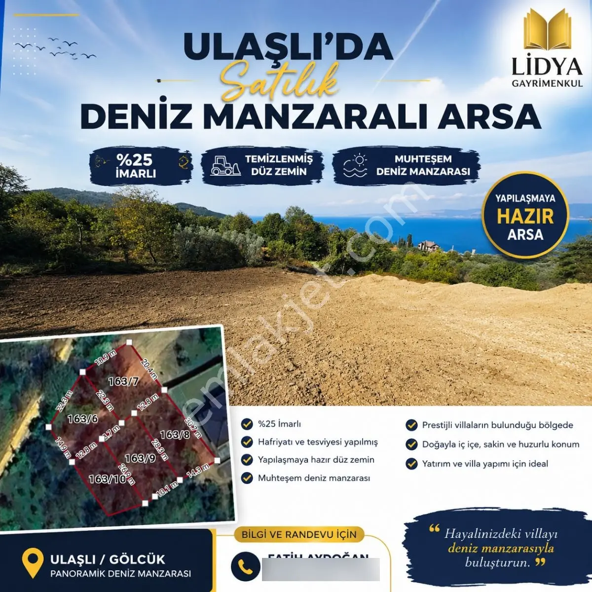 Ulaşlı'da Deniz Manzaralı %25 İmarlı Temiz Arsa - Görsel 7