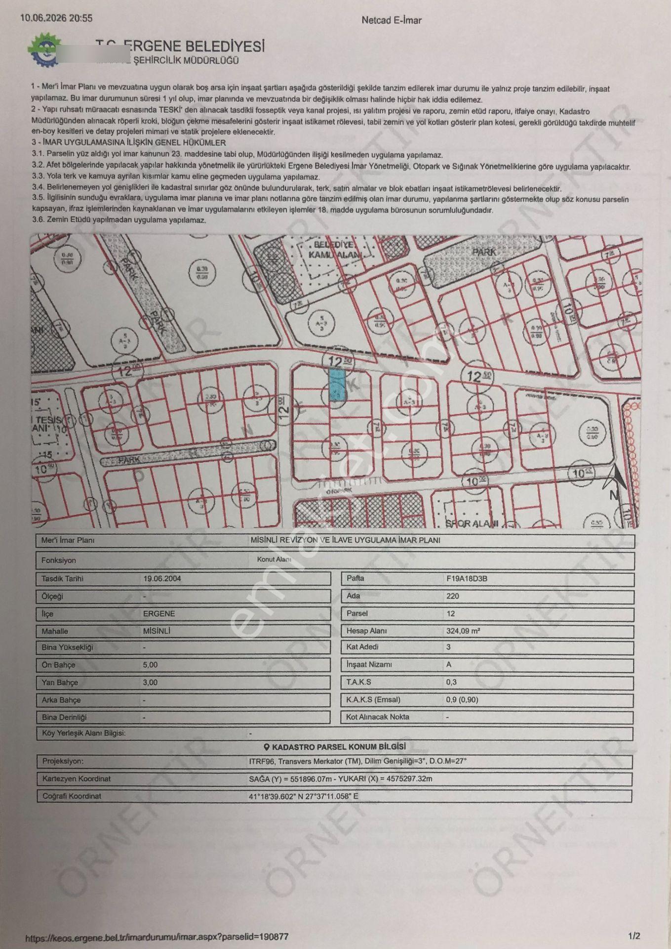 Tekirdağ Ergene Misinli De Cadde Cephe İmarlı İfrazlı Arsa - Görsel 22