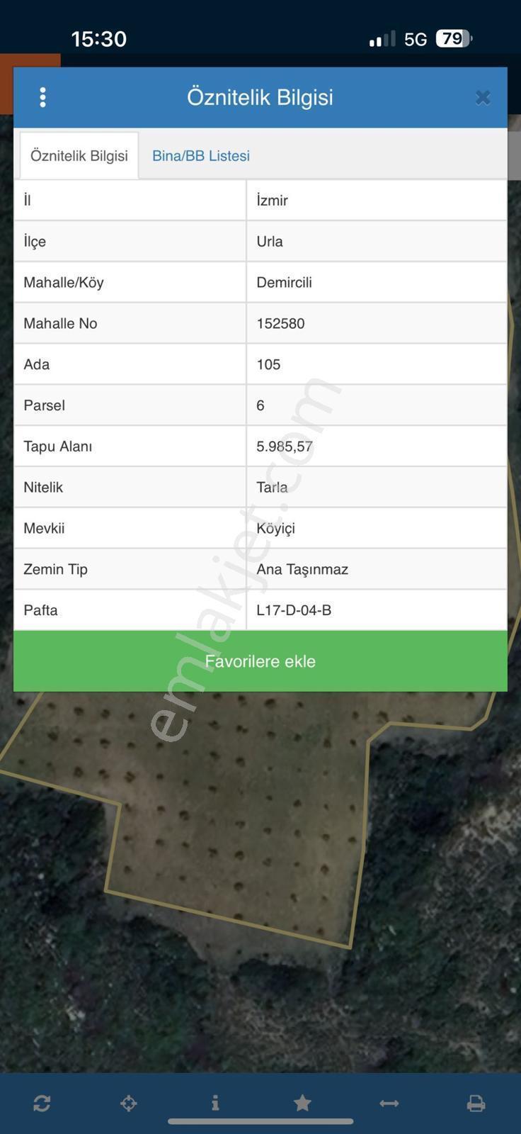 Urla Demircili – 6 Dönüm Deniz Manzaralı Tarla Mahkeme Satışı 5.8m - Görsel 19