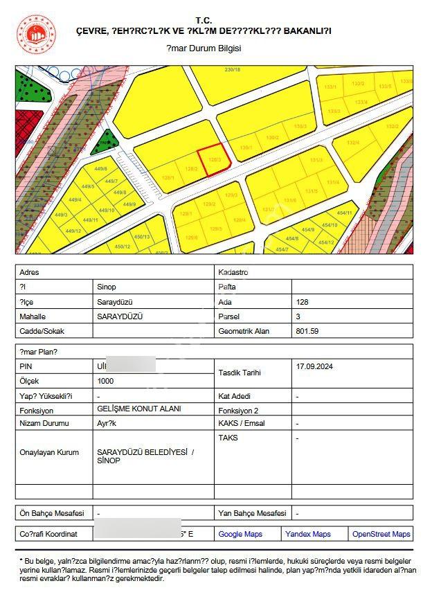 Sinop Saraydüzü’nde Konut İmarlı 800 M² Satılık Arsa | Yatırımlık Fırsat! - Görsel 2