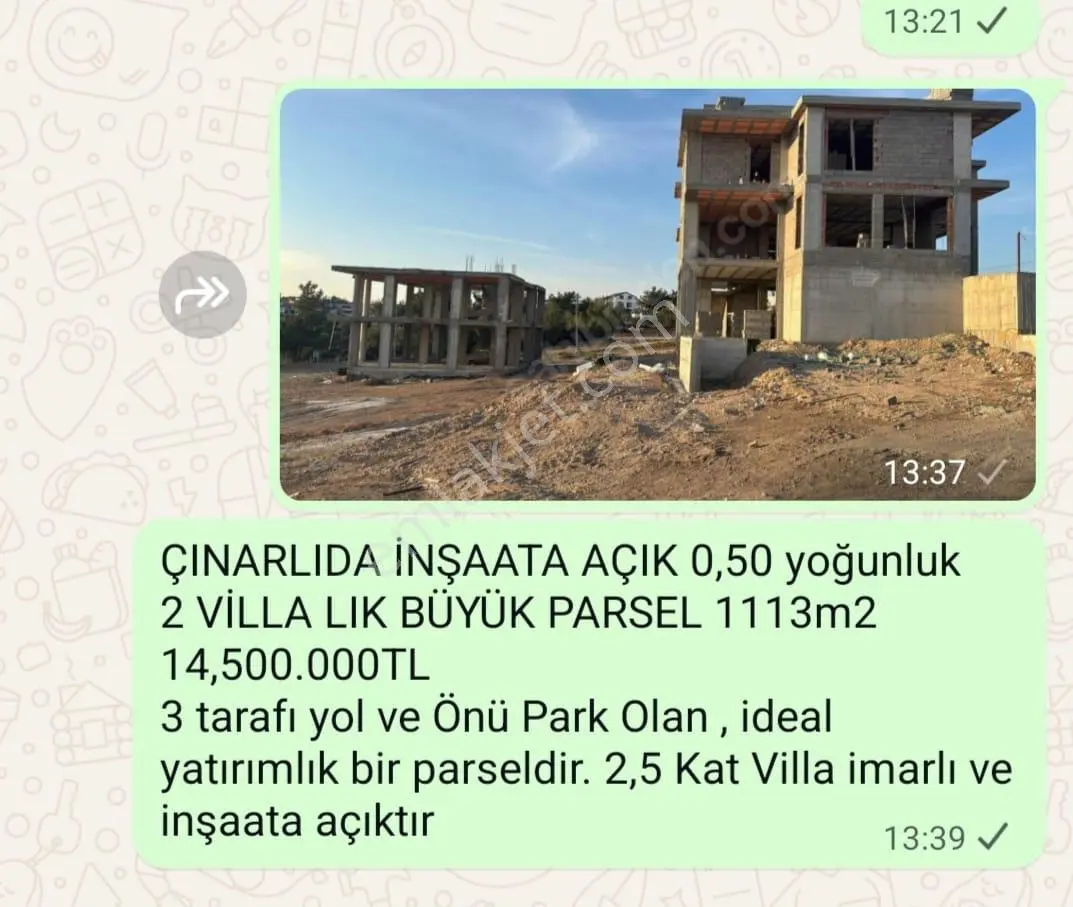 Kaçmaz Kelepir Tek Tapu Sarıçam Çınarlı Enuygun 499 M2 Villalık Ve Diğer Arsalar - Görsel 3