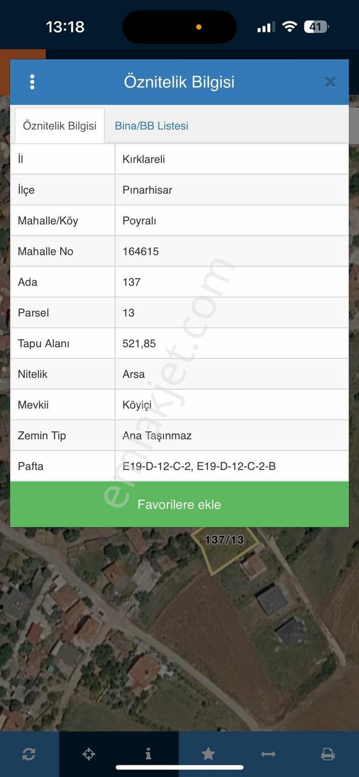 Ze/max'tan Pınarhisar Poyralı'da 521 M2 İmarlı Satılık Arsa