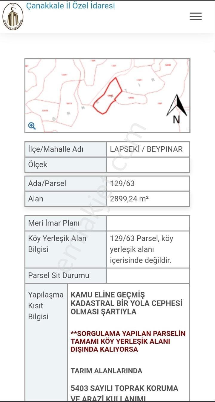 Çanakkale/lapseki/beypınar Köyünde Yatırımlık 2900m2 Arsa - Görsel 7