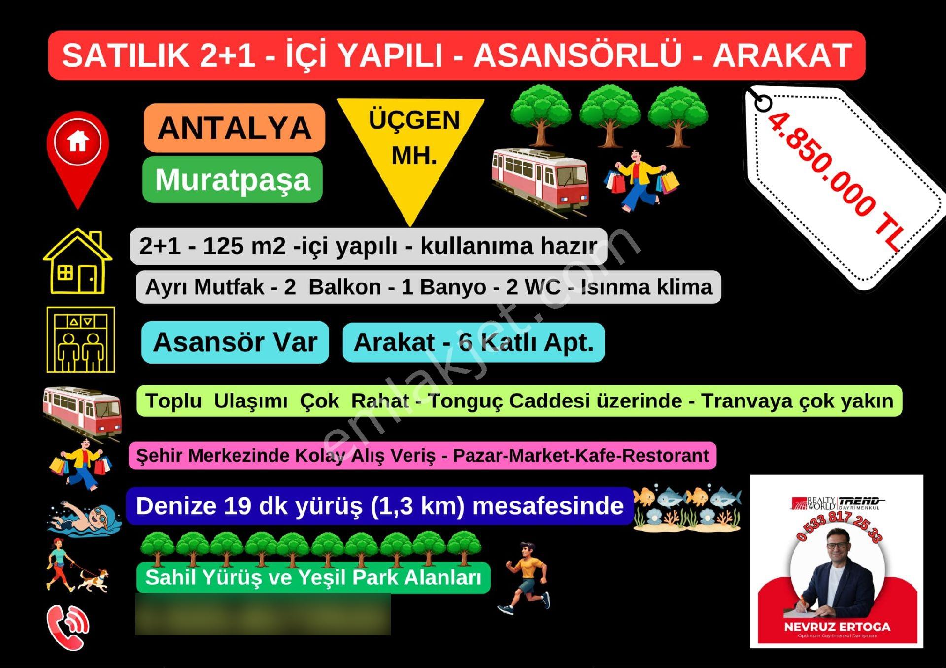 Antalya Muratpaşa Üçgen Mah.- Satılık 2+1-içi Yeni Yapılı-asansörlü-arakat-merkezi Lokasyon - Görsel 16