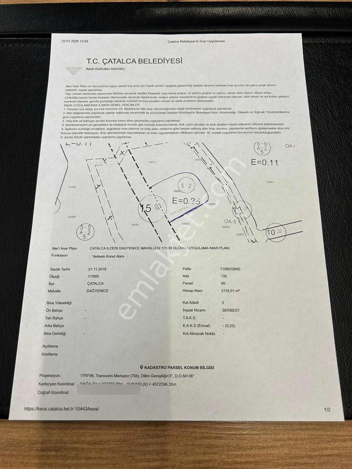 Çatalca Dağyenice Köy İçi Konut İmarlı 840 M2 Satılık Arsa - Görsel 3
