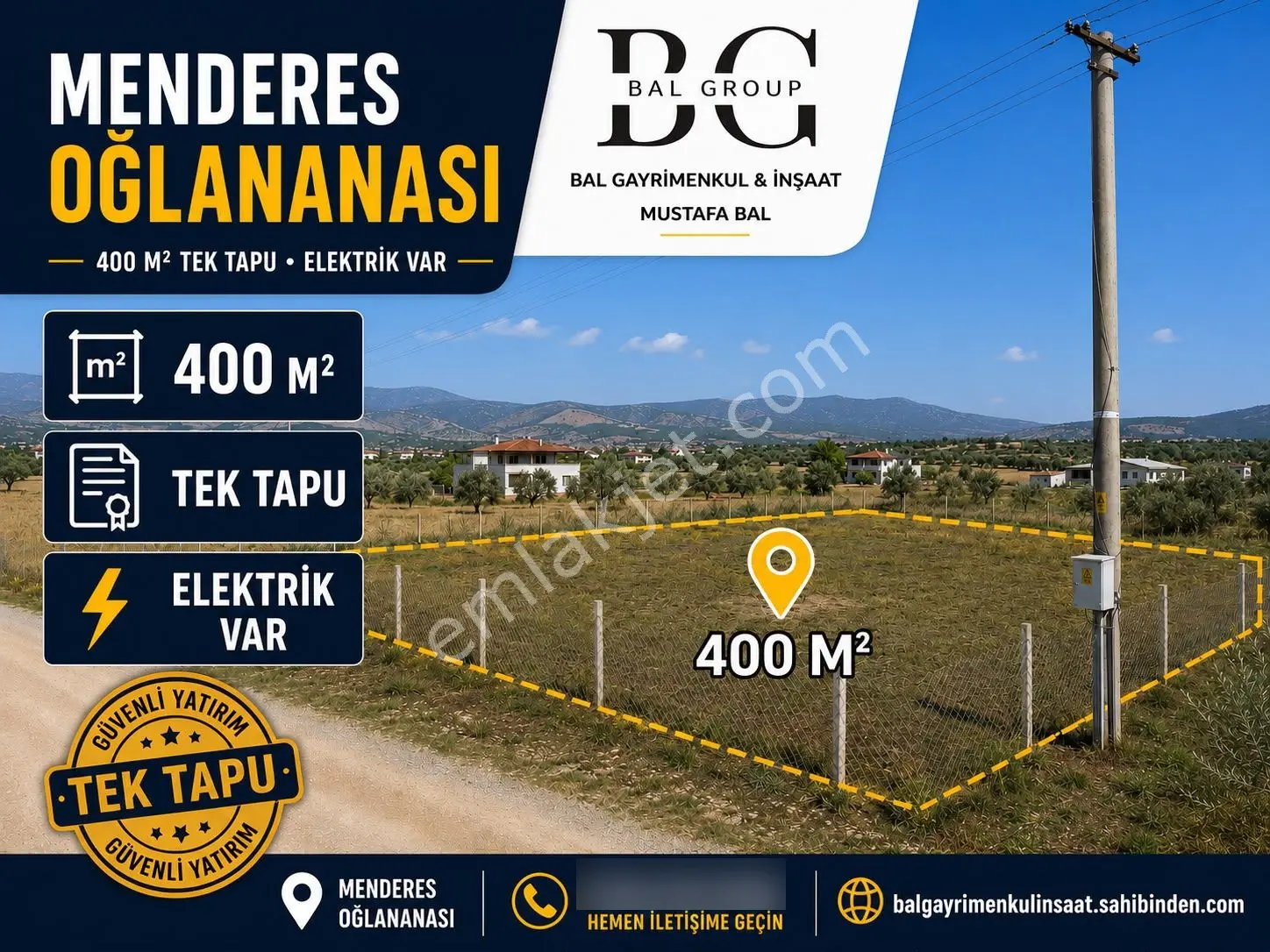 Menderes Oğlananasında 391m2 Satılık Müstakil Parsel