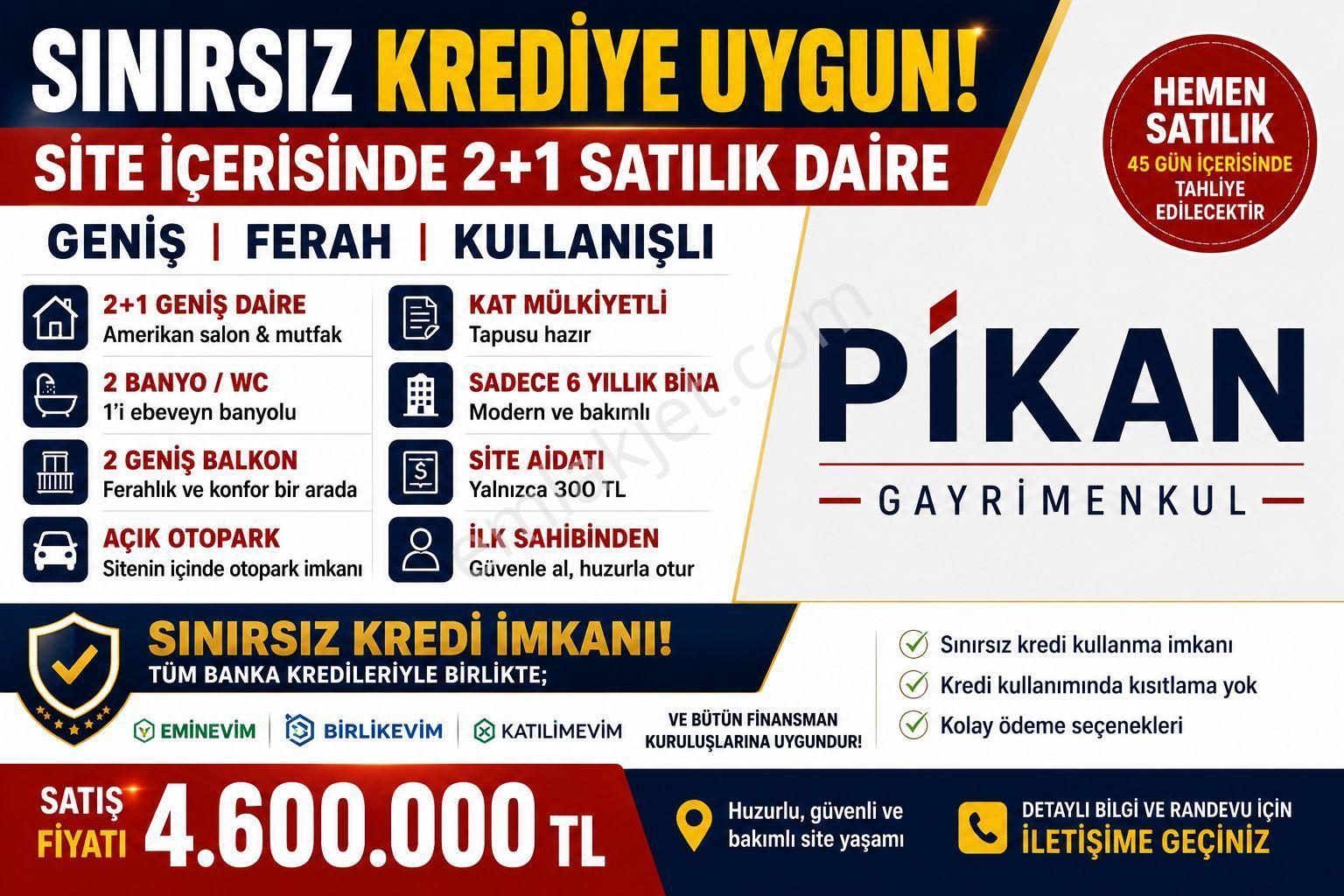 Sınırsız Kredi İmkanı ! 2+1 Ebeveyn Banyolu Daire