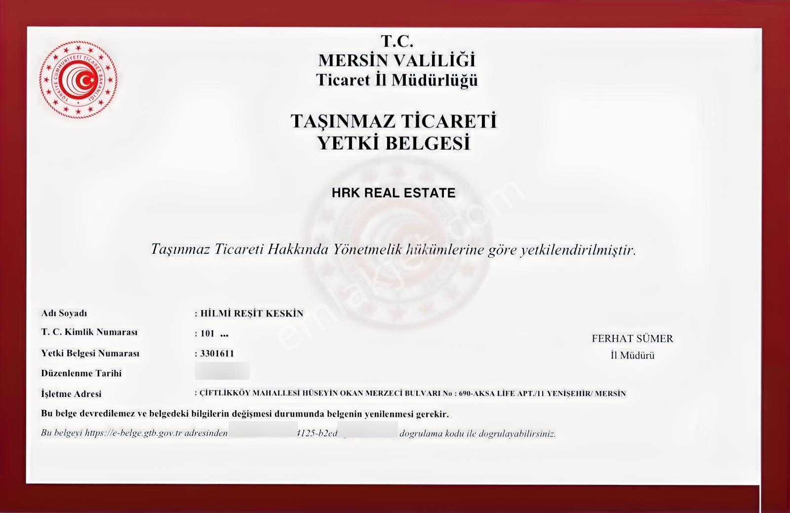 Hrk'den Erdemli'de Kiralık Deniz Manzaralı 1+1 Daire