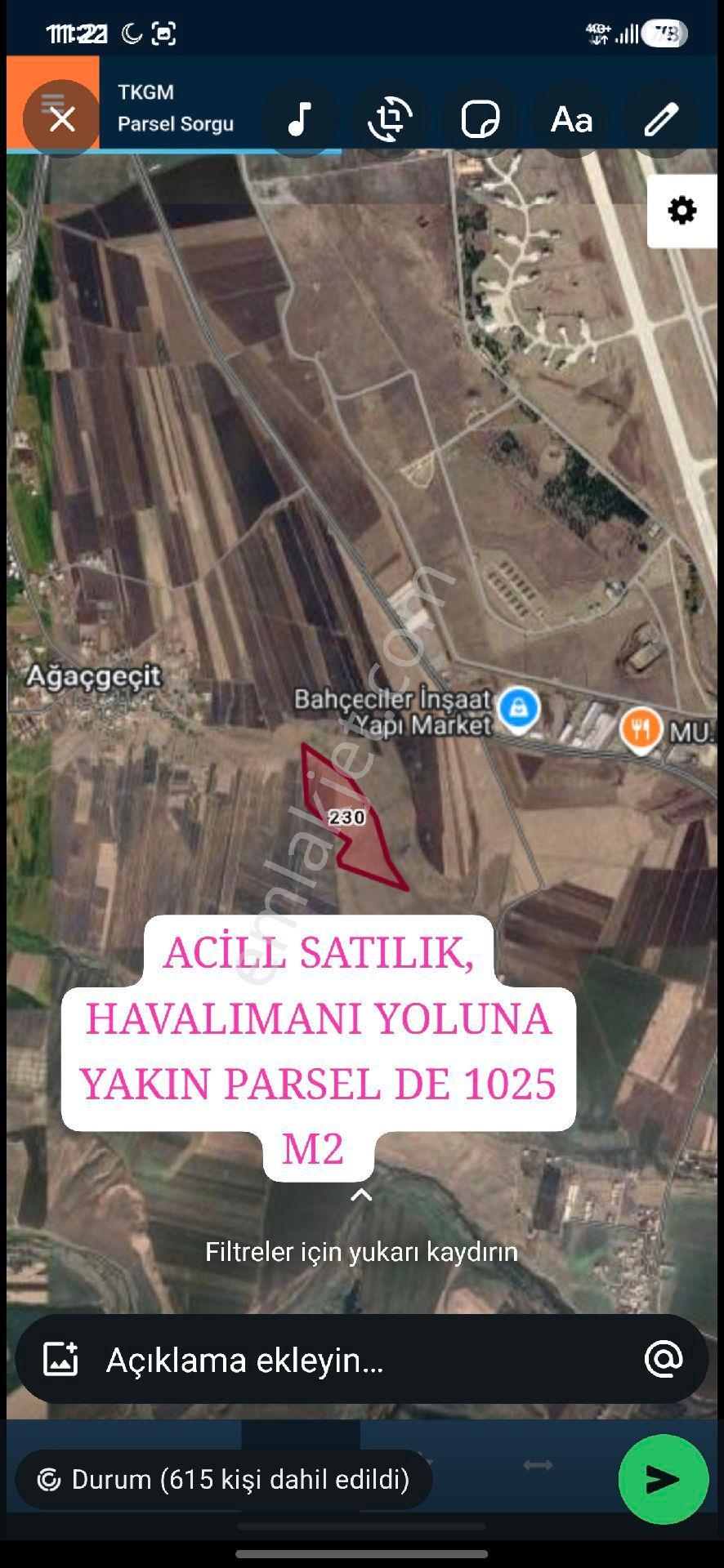 🎖acill Satılık, Havalimanı Karşısı Yatırımlık 1025 M2 Arsa - Görsel 3