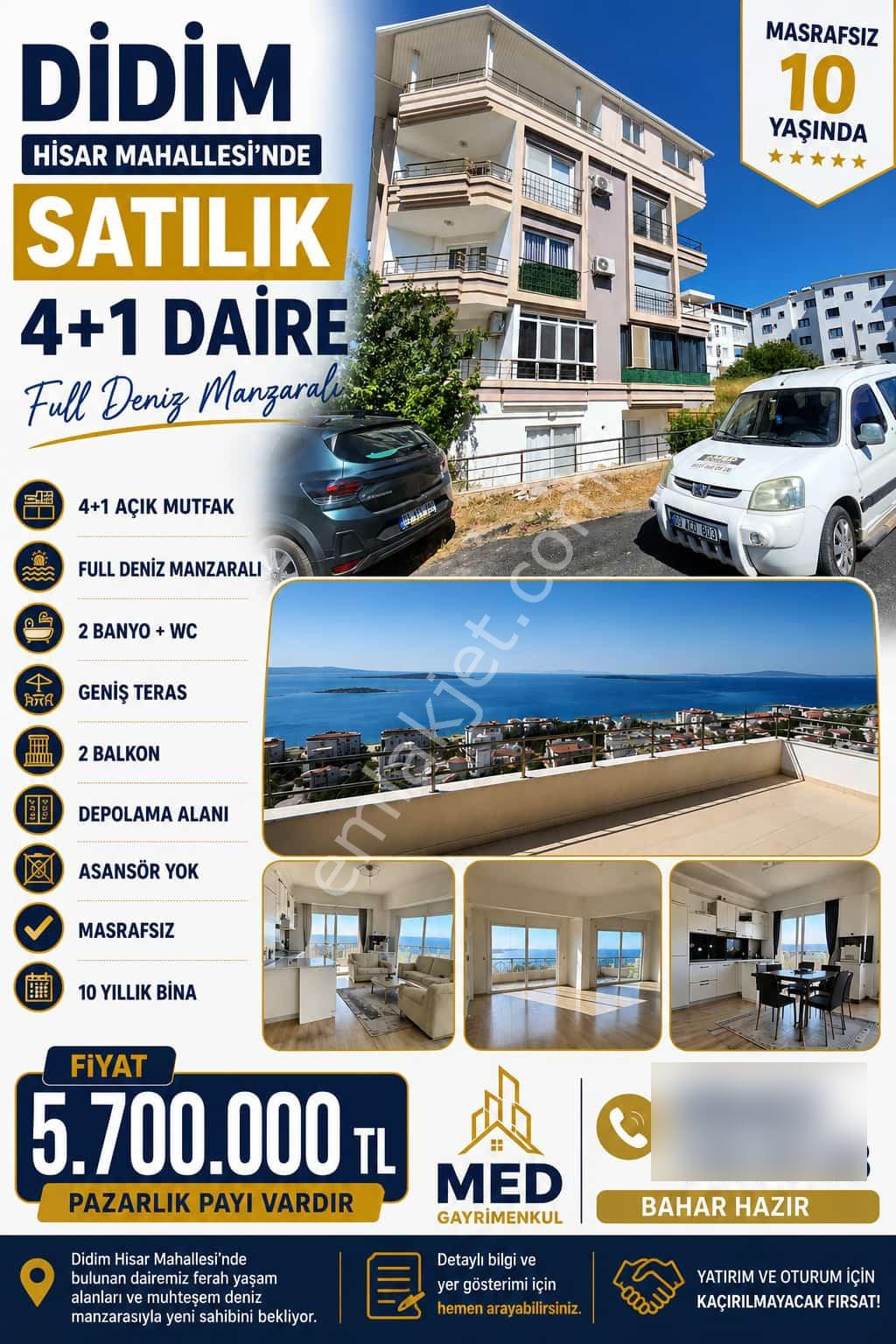Didim Hisar Mahallesinde Deniz Manzaralı 4+1 Dubleks Daire - Görsel 2
