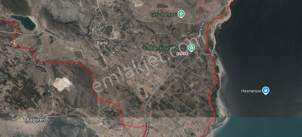Isparta Eğirdir Barlada 1.157 M² Anayola 75 Metre Mesafe