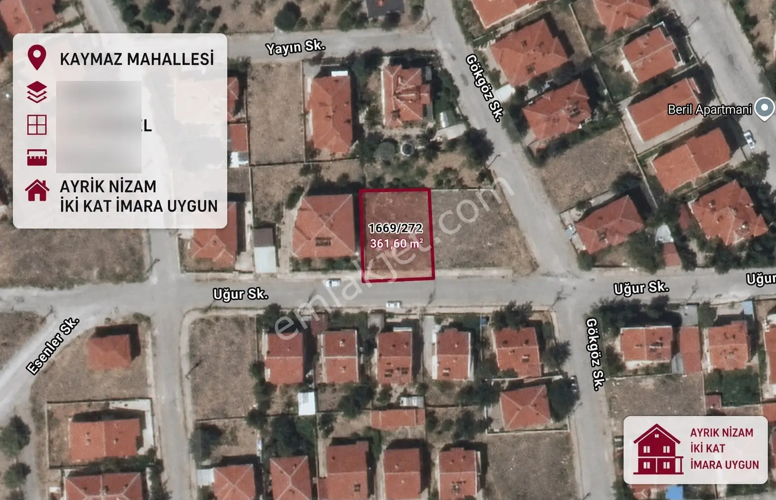 YAMAN'DAN BOLVADİN KAYMAZ MAH. 361 M² SATILIK ARSA - Görünüm 2