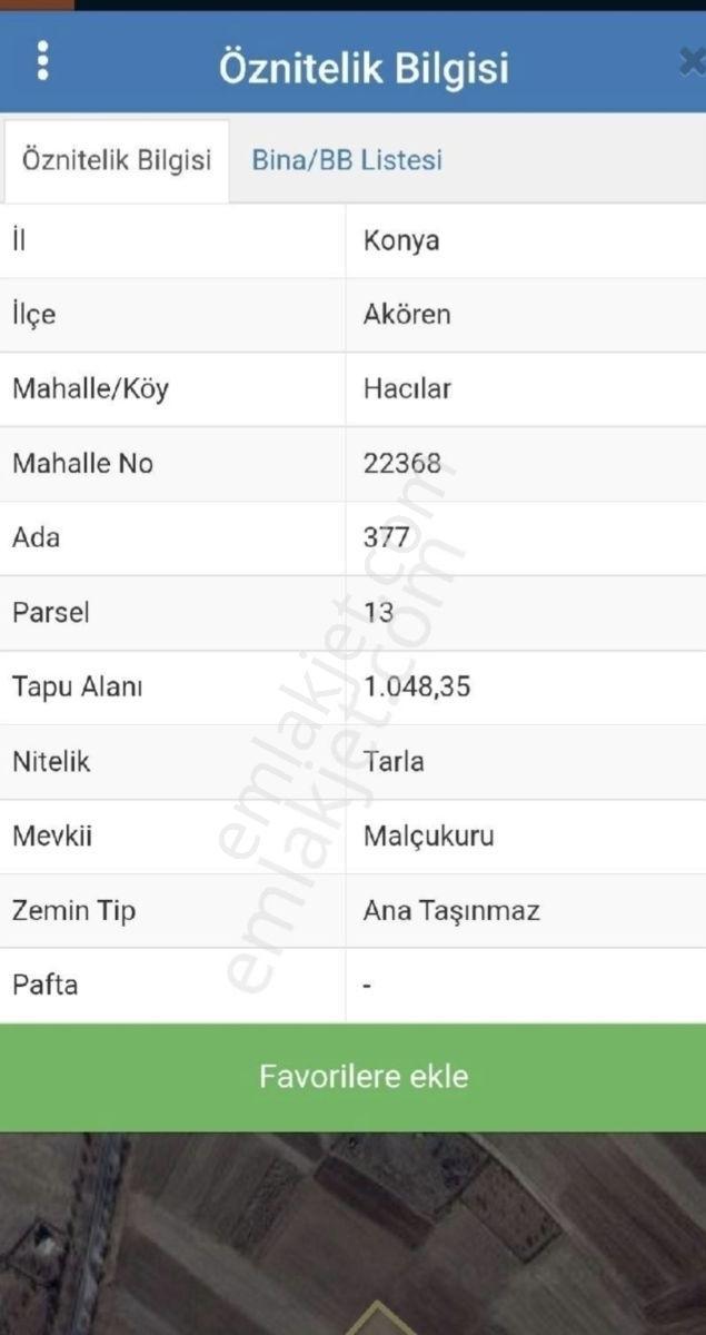 Akören Merkez Hacılarda Satılık 1048 M2 İmar Dibi Tarla - Görsel 2