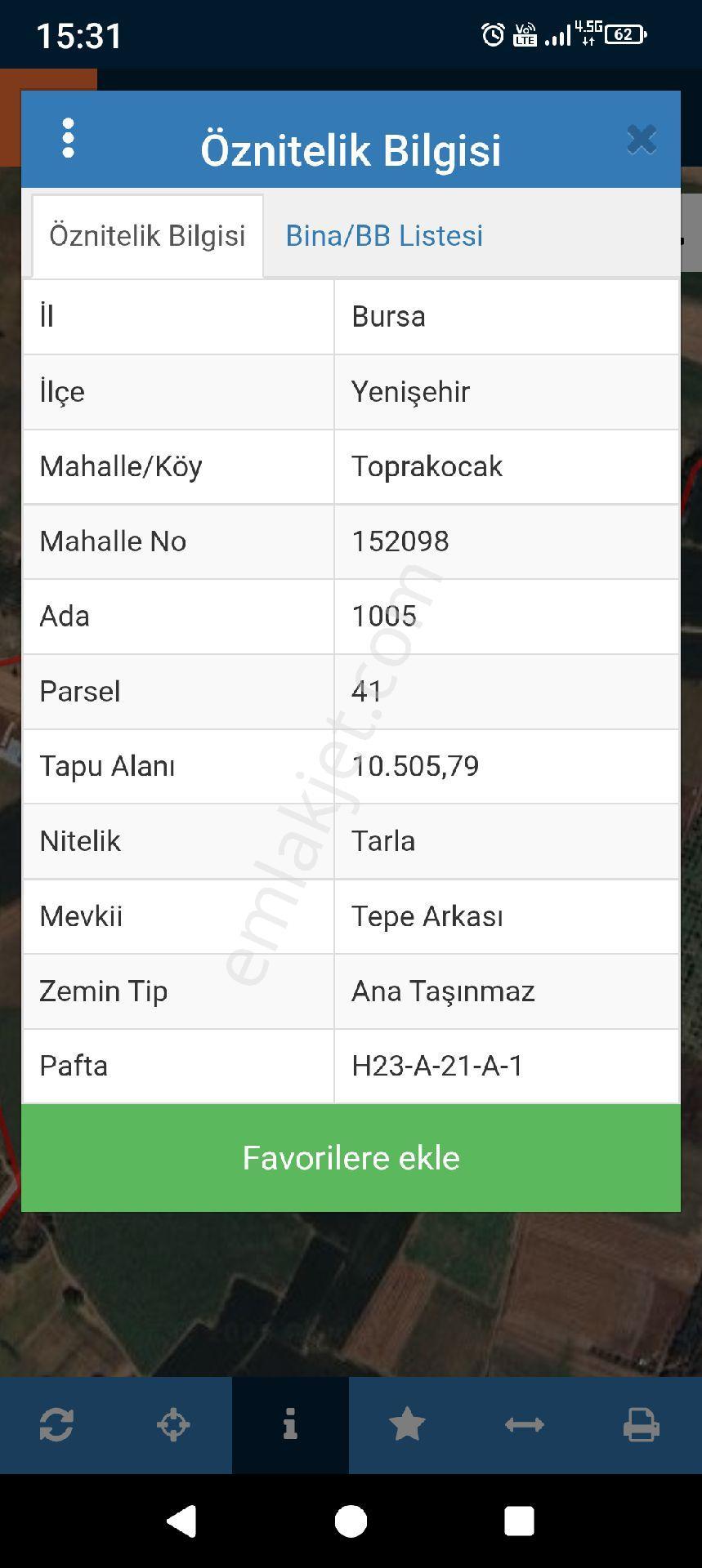 Bursa Yenişehir Toprakocak Satılık Tarla - Görsel 2