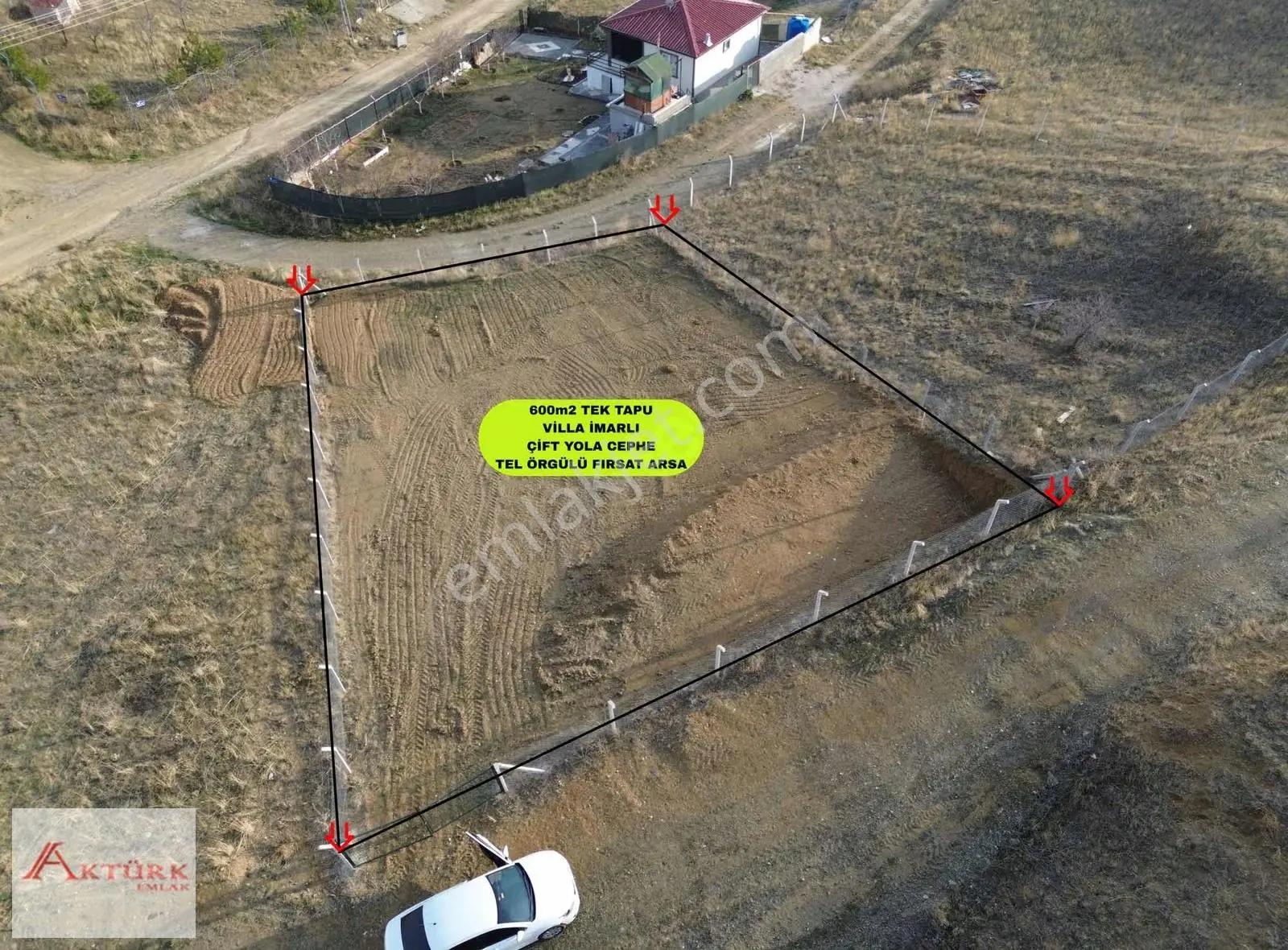 /*aktürk Emlaktan*\ 600m2tek Tapu Villa İmarlı Tel Örgülü Arsa