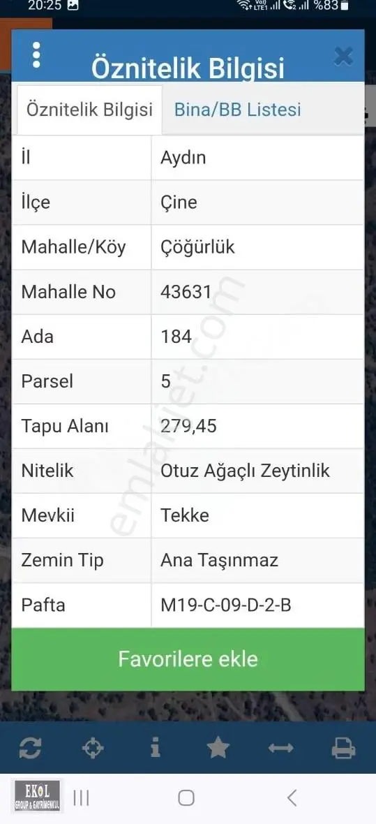 Aydın Çine Çöğürlü Mahallesinde Satılık Yatırımlık Zeytinlik