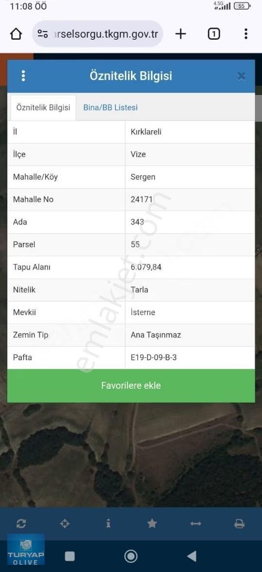 Vize Sergen Köyü Fırsat Satılık Tarla 6080m2