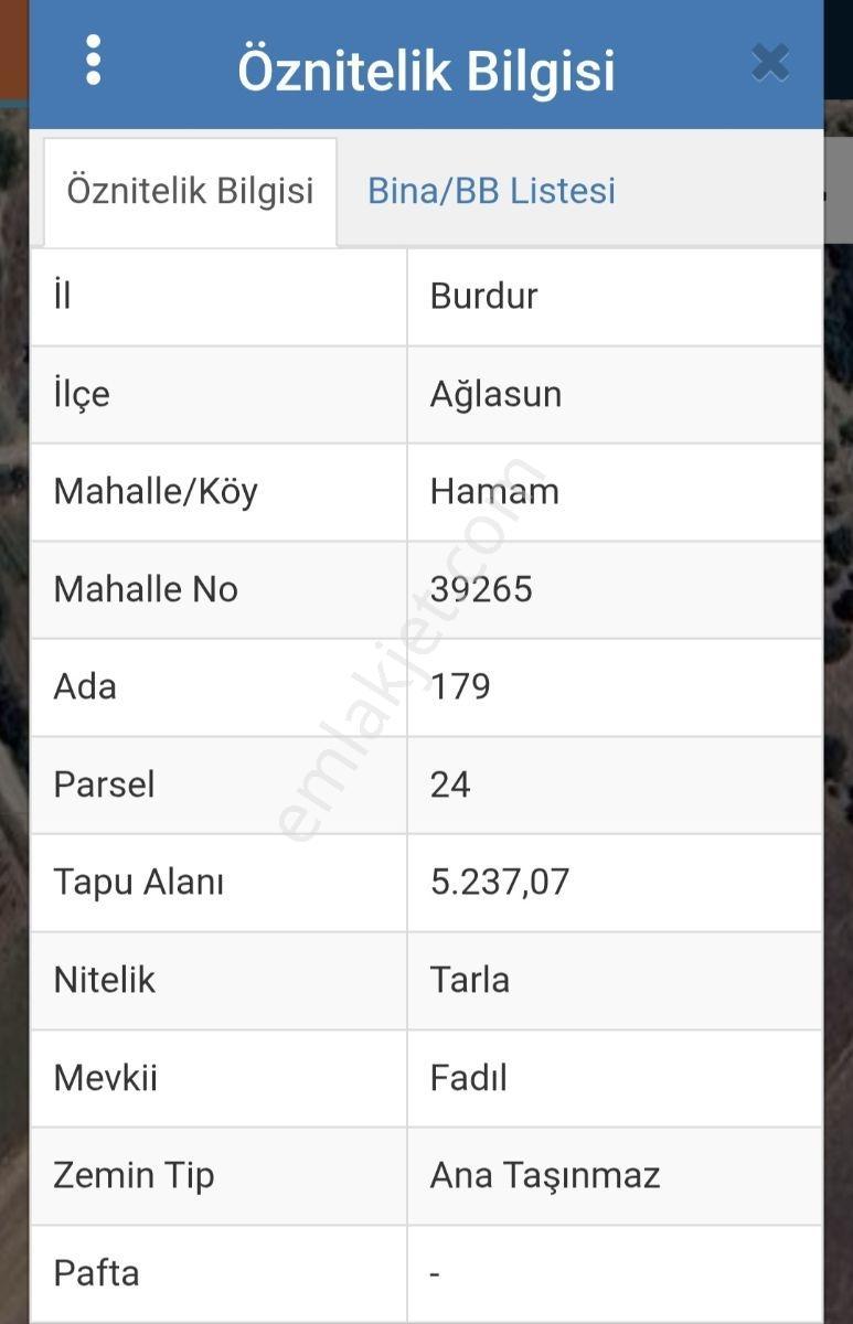 Satılık Tarla Burdur Aglasun Hamam Köyü 5.237 M2. - Görsel 8