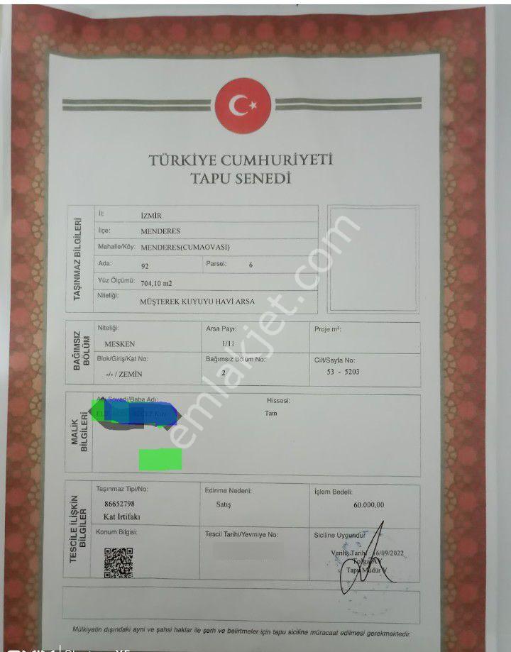 Sahibinden Menderes Merkezde Belediye Yakınında 2+1