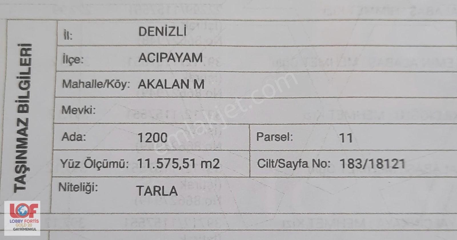Lobby Fortis'ten Acıpayam Akalan'da Satılık 11.575 M2 Tarla - Görsel 4