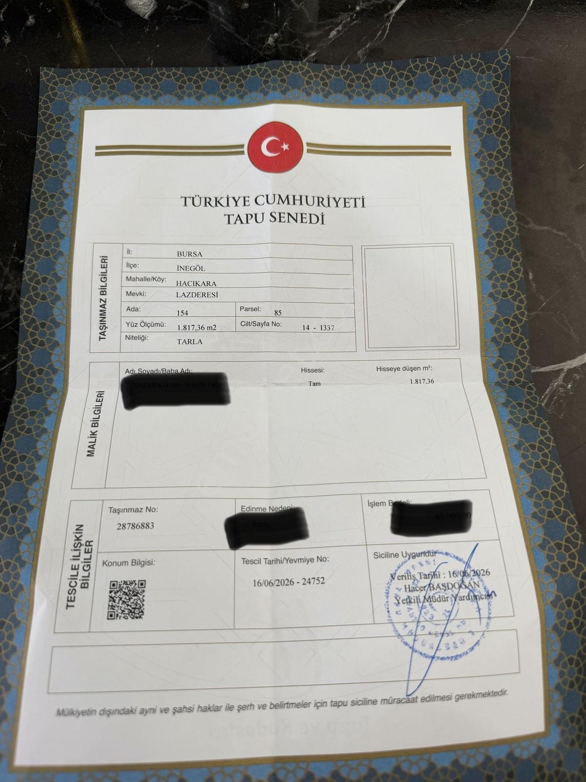 Bursa İnegöl Hacıkara'da 1817m2 Tek Tapu Şok Rakam !!!!acil - Görsel 3
