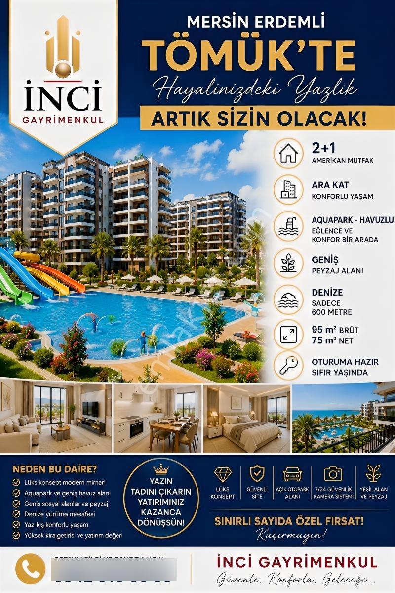 Mersin Tömük'de 2+1 Havuz Aquapark Lüks Yazlık Daire Satlık